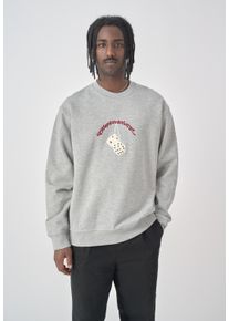 Cleptomanicx Herren Sweatshirt "Boxy Crewneck Racing", grau, casual, Gr. M, bestickt, 100% Baumwolle, Sweatshirts, mit lockerem Schnitt