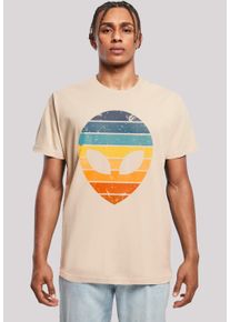 F4NT4STIC Herren T-Shirt "Alien Sonnenuntergang Retro", beige, casual, Gr. XXL, Obermaterial: 100% Baumwolle, Shirts, Premium Qualität