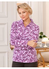 Classic Basics Damen Fleeceshirt "Fleece-Shirt", lila, Gr. 40, gemustert, mehrfarbig, 100% Polyester, Shirts