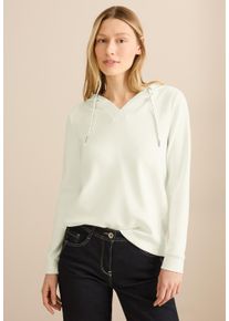 Cecil Damen Kapuzenshirt, weiß, casual, Gr. L, unifarben, Stoff, 49% Polyester, 44% Modal, 7% Elasthan, Shirts, mit Kapuze mit Tunnelzugband