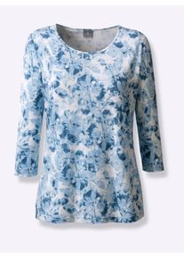 Lady Damen 3/4-Arm-Shirt "Shirt", blau, Gr. 40, geblümt, gemustert, mehrfarbig, bedruckt, 95% Viskose, 5% Elasthan, Shirts