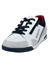 Bugatti Herren Sneaker, Gr. 40, weiß, Lederimitat, Textil, sportlich, Schuhe, Schnürschuh, Halbschuh, Freizeitschuh mit Kontrastbesätzen