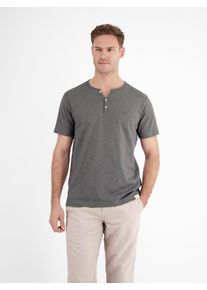 Lerros Herren Henleyshirt "Lerros Serafino-Shirt in unifarbener Strukturware", grau, Gr. L, 100% Baumwolle, Shirts