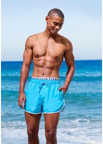 Herren Badeshorts, blau, Gr. XL, Copenhagen Studios, unifarben mit Farbeinsätzen, Recycling-Polyester, Badehosen, mit elastischem Bund