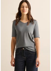 Cecil Damen T-Shirt, grau, Basic, Gr. XL, unifarben, Web, 100% Baumwolle, Shirts, aus reiner Baumwolle