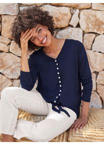Heine Damen Langarmshirt "Shirt", blau, Gr. 44, unifarben, 100% Baumwolle, Shirts