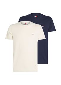 Tommy Jeans Herren Rundhalsshirt "TJM XSLIM 2PACK JERSEY TEE EXT", blau, casual, Gr. XXL, unifarben, Single Jersey, Obermaterial: 100% Baumwolle,