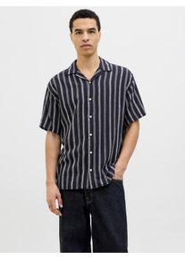 Jack & Jones JACK & JONES Herren Kurzarmhemd "JJEENZO STRIPE RESORT SHIRT SS SN", blau, modisch, Gr. XXL, gestreift, Web, Obermaterial: 100% Baumwolle, Hemden,