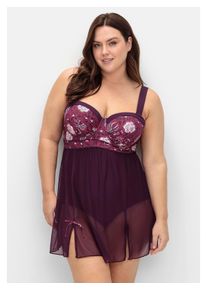 Damen Badekleid "Große Größen", lila, Gr. 54, sheego by Joe Browns, Nylon, Xtra Life LYCRA, Badeanzüge, mit Mesh-Rock und Shaping-Effekt