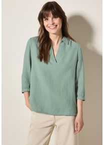 Cecil Damen Klassische Blusematcha grün, casual, Gr. XXL, unifarben, Web, 100% Baumwolle, Blusen, mit 3/4 Ärmeln