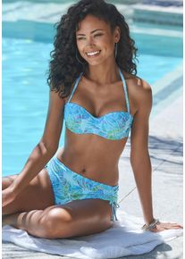 Sunseeker Damen Bügel-Bandeau-Bikini-Top "Lapa", blau, Gr. 36, bedruckt, Microfaser, Recycling-Polyamid, Bikini-Oberteile, mit tropischem Print