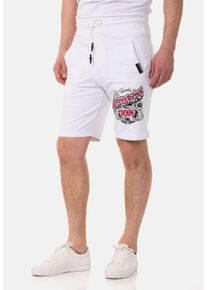 Cipo & Baxx CIPO & BAXX Herren Stoffhose "Hose", weiß, Gr. XXL, bedruckt, 72% Baumwolle;22% Polyester;6% Elasthan, Hosen, mit Bein-Print