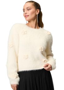 Zero Damen Strickpullover "Zero Strickpullover mit Blumen", gelb, casual, Gr. 44, unifarben, Strick, Obermaterial: 94% Polyamid, 4% Polyacryl, 2%