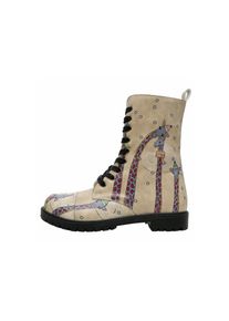 DOGO Damen Schnürboots "Zipsy Sky-High Love Damen Stiefel / Female", Gr. 36, beige, Lederimitat, Schuhe, Vegan