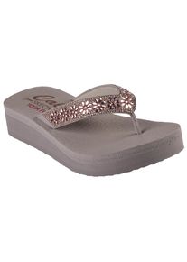 Skechers Damen Zehentrenner "VINYASA-WILD DAISIES", Gr. 41, grau, Synthetik, Glitzer, elegant, Schuhe, mit Yoga Foam