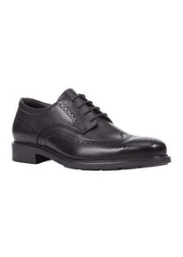 Geox Herren Schnürschuh "U DUBLIN B", Gr. 39, schwarz, Leder, glänzend, elegant, Schuhe, Business Schuh, Anzugschuh mit Blockabsatz