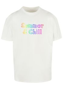 Merchcode Herren T-Shirt "Merchcode Herren Summer And Chill Rainbow Heavy Oversized Tee", weiß, casual, Gr. L, bedruckt, 100% Baumwolle, Shirts