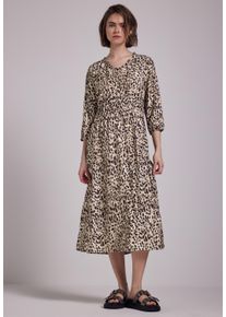Damen Midikleid, braun, casual, Gr. 42, STREET ONE STUDIO, animal-print, Stoff, 88% Viskose, 12% Polyamid, Kleider, soft und trageangenehm