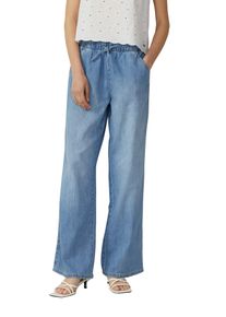 QS Damen Weite Jeans, blau, casual, Gr. 40, unifarben, Denim/Jeans, Obermaterial: 100% Baumwolle, Jeans, mit elastischem Bund und Kordelzug