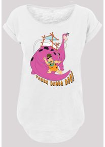 F4NT4STIC Herren Kurzarmshirt "F4NT4STIC Damen Yabba Dabba Doo with Ladies Long Slub Tee", weiß, casual, Gr. S, unifarben, 100% Baumwolle, Shirts