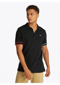 Herren Poloshirt "TJM SLIM FLAG CUFF POLO EXT", schwarz, casual, Gr. 4XL, Tommy Jeans PLUS, Piquu00e9, Obermaterial: 100% Baumwolle, Shirts, Große