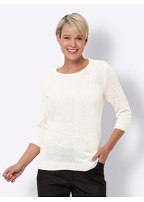 Classic Basics Damen 3/4 Arm-Pullover "Rundhals-Pullover", beige, Gr. 56, unifarben, 100% Polyacryl, Pullover