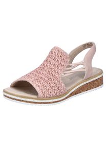 Rieker Damen Sandale, Gr. 36, rosa, Textil, Lederimitat, meliert, klassisch, Schuhe, Sommerschuh, Sandalette, Keilabsatz, mit seitlichen Gummizügen
