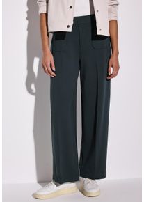 Street One Damen Stoffhose, grün, casual, Gr. 42, unifarben, Web, Obermaterial: 61% Viskose, 32% Polyamid, 7% Elasthan, Hosen, mit Aufgesetzten