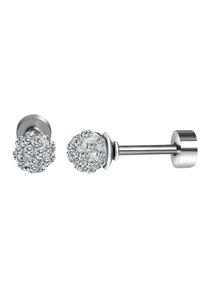 Adelia´s ADELIA ́S Damen Paar Ohrhänger "Neuheit 2025 - Damen Ohrstecker aus Edelstahl und Strass Ø 4 mm", Damen, Edelstahl, weiß, Edelstahl, Ohrringe