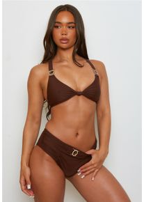 MODA MINX Damen Bikini-Hose "Amour Rouched", braun, Gr. S, unifarben, 82% Polyamid, 18% Elasthan, Badehosen, in schnelltrocknender Qualität