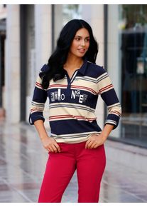 Inspirationen Damen Poloshirt "Poloshirt", blau, Gr. 40, gemustert, mehrfarbig, 50% Baumwolle, 50% Modal, Shirts