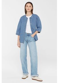 Damen Kurzarmbluse, blau, casual, Gr. XXXL, SENSES.THE LABEL, unifarben, Material: 80% Baumwolle, 20% Hanf, Blusen, mit Baumwolle