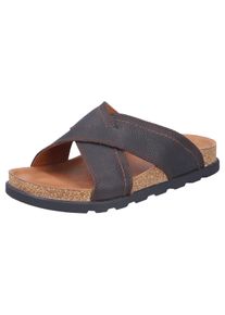Rieker Herren Pantolette, Gr. 44, braun, Leder, unifarben, casual, Schuhe, Sommerschuh, Strandschuh, Hausschuh mit Fußbett