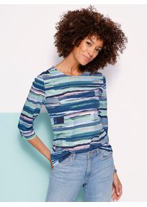 Classic Basics Damen Print-Shirt "3/4-Arm-Shirt", blau, Gr. 48, gemustert, mehrfarbig, 100% Baumwolle, Shirts