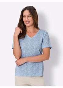 Classic Basics Damen Kurzarmshirt "Kurzarm-Shirt", blau, Gr. 54, meliert, 50% Baumwolle, 50% Viskose, Shirts