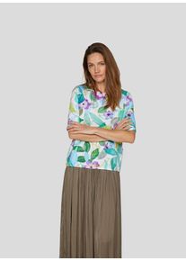 Rabe Damen Kurzarmshirt, grün, casual, Gr. 42, bedruckt, geblümt, Jersey, Obermaterial: 92% Baumwolle, 8% Elasthan, Shirts, mit floralem Muster