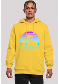 F4NT4STIC Herren Kapuzenpullover "I BELIEVE UFO Alien Raumschiff Retro", gelb, casual, Gr. XL, Obermaterial: 65% Baumwolle, 35% Polyester, Pullover,