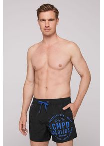 CAMP DAVID Herren Badeshorts, schwarz, Gr. L, bedruckt, Polyamid, Badehosen, mit Innenhose