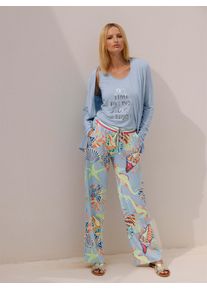 Heine Damen T-Shirt "Twinset", blau, Gr. 34, gemustert, mehrfarbig, 95% Viskose, 5% Elasthan, Shirts