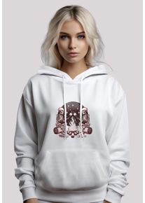F4NT4STIC Damen Kapuzenpullover "Skelette Lagerfeuer Marshmallow", weiß, casual, Gr. M, Obermaterial: 65% Baumwolle, 35% Polyester, Pullover, Premium