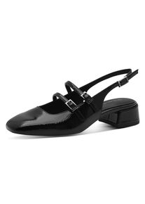 Tamaris Damen Slingpumps, Gr. 38, schwarz, Lacklederimitat, elegant, Schuhe, Blockabsatz, Abendschuh in modischer Karreeform