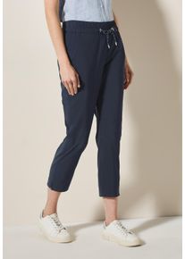 Cecil Damen Jogger Pants, blau, casual, Gr. XL, unifarben, Web, 66% Baumwolle, 30% Polyester, 4% Elasthan, Hosen, Elastikbund mit Tunnelzug