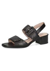 Caprice Damen Sandalette, Gr. 39, schwarz, Nappaleder, klassisch, Schuhe, Blockabsatz, Riemchensandale, Businessschuh, verstellbarer Schnalle