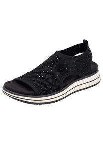 Remonte Damen Sandale, Gr. 39, schwarz, Textil, meliert, casual, Schuhe, Sandale, Sommerschuh, Komfortschuh mit funkelnden Strasssteinen