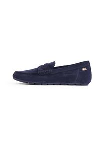 Tommy Hilfiger Damen Slipper "FLAG SOFT SUEDE DRIVER LOAFER", Gr. 37, blau, Veloursleder, casual, Schuhe, Schlupfschuh, Bequemschuh, Mokassin, Flats