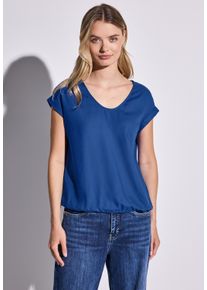 Street One Damen Hemdbluse, blau, casual, Gr. 42, unifarben, Stoff, 100% Viskose, Blusen, aus softer Viskose