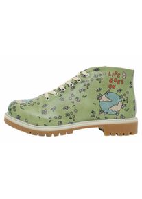 DOGO Damen Stiefel "Shortcut Boots Life Goes On Damen Stiefel / Female", Gr. 40, grün, Lederimitat, Schuhe, Vegan