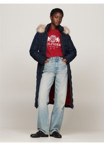 Tommy Hilfiger Damen Steppmantel "HERITAGE DOWN TYRA MAXI WITH FUR", blau, casual, Gr. XS, unifarben, Web, Obermaterial: 100% Polyester. Futter: 100%