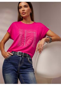 Heine Damen T-Shirt "Shirt", pink, Gr. 40, gemustert, 95% Viskose, 5% Elasthan, Shirts