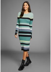 Kangaroos Damen Strickkleid, grün, casual, Gr. 34, Feinstrick, Obermaterial: 50% Baumwolle, 50% Polyacryl, Kleider, mit Alloverstreifen